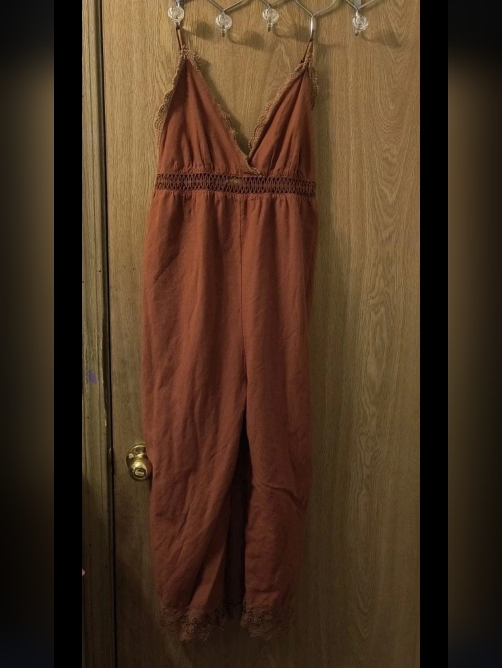 Billabong Lace & Lies Wide Leg Jumpsuit - Rust/Terracotta - Medium - Picture 2 of 9